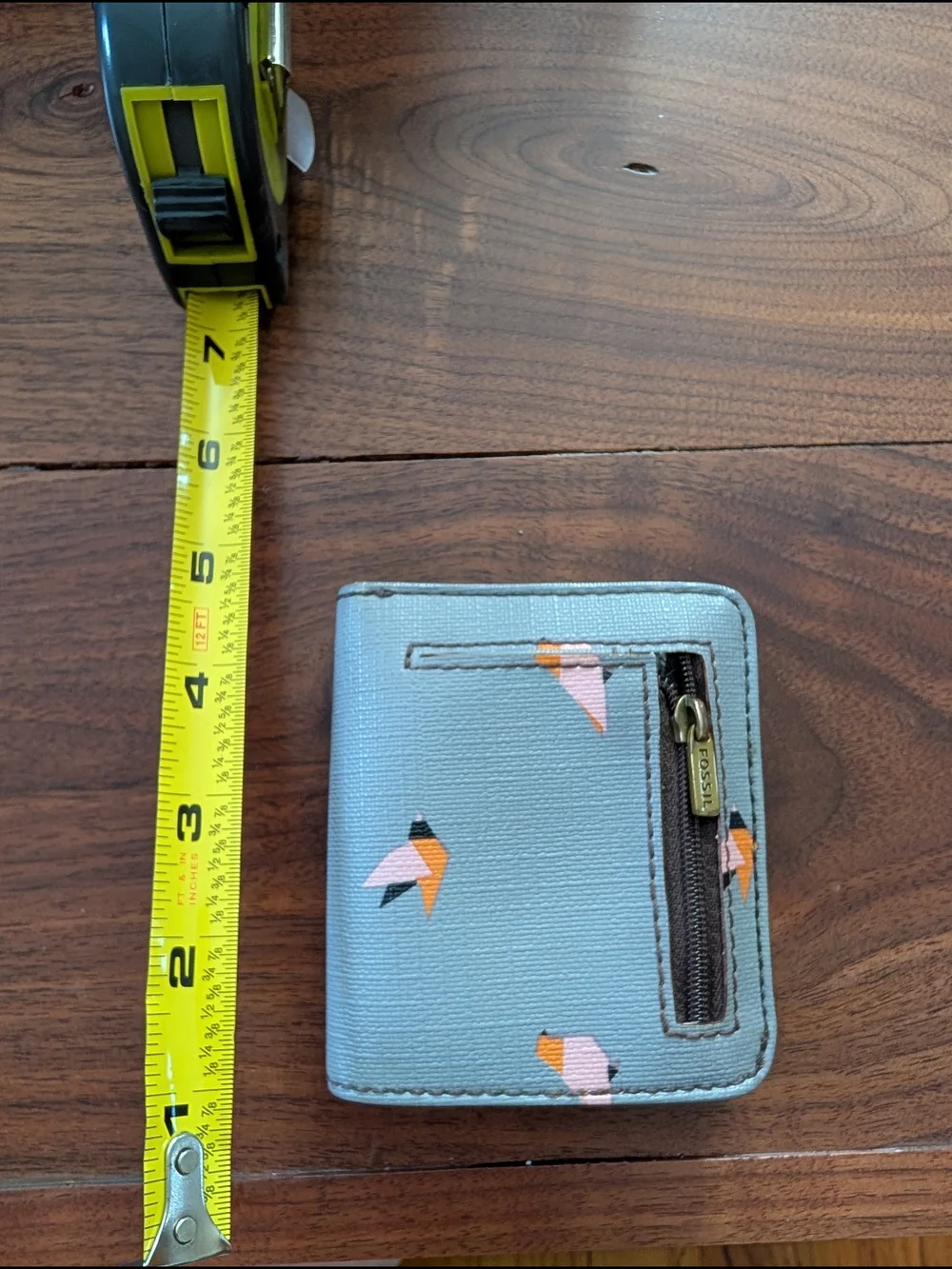 Fossil Small Bird Print Bifold Wallet - Light Blue